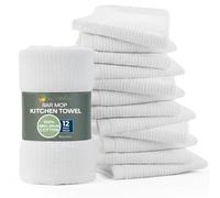 Living Fashions Serviettes de Cuisine, serpillères de Surface, Lot de 12 (40,6 x 48,3 cm) - Coton filé Blanc de qualité Premium, Serviette de Nettoyage pour Restaurant