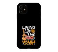 Living Life One Ukulélé à la Fois Floral Tropical Sunset Coque pour iPhone 11