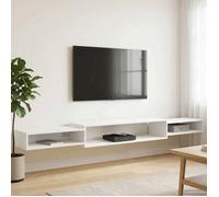 Living - meuble tv mural complet Vidaxl Meuble TV mural Montage mural Blanc 220 x 28 x 21 cm