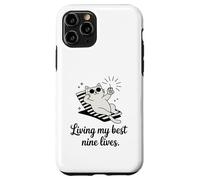 Living My Best Nine Lives Jeu de Mots Amusant pour Chat Coque pour iPhone 11 Pro