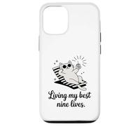 Living My Best Nine Lives Jeu de Mots Amusant pour Chat Coque pour iPhone 12/12 Pro