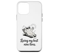 Living My Best Nine Lives Jeu de Mots Amusant pour Chat Coque pour iPhone 12 Mini