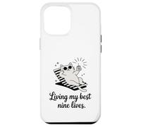 Living My Best Nine Lives Jeu de Mots Amusant pour Chat Coque pour iPhone 12 Pro Max