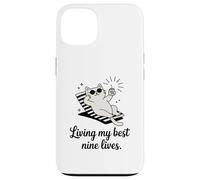 Living My Best Nine Lives Jeu de Mots Amusant pour Chat Coque pour iPhone 13