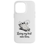 Living My Best Nine Lives Jeu de Mots Amusant pour Chat Coque pour iPhone 14 Pro Max