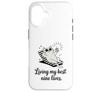 Living My Best Nine Lives Jeu de Mots Amusant pour Chat Coque pour iPhone 16
