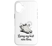 Living My Best Nine Lives Jeu de Mots Amusant pour Chat Coque pour iPhone 16 Plus