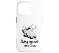 Living My Best Nine Lives Jeu de Mots Amusant pour Chat Coque pour iPhone 16 Pro