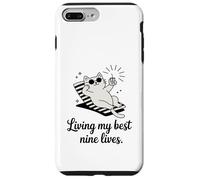 Living My Best Nine Lives Jeu de Mots Amusant pour Chat Coque pour iPhone 7 Plus/8 Plus