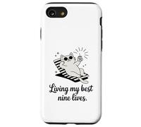 Living My Best Nine Lives Jeu de Mots Amusant pour Chat Coque pour iPhone SE (2020) / 7/8