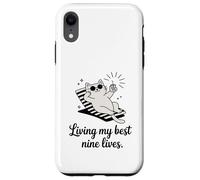Living My Best Nine Lives Jeu de Mots Amusant pour Chat Coque pour iPhone XR