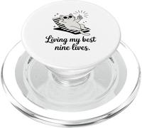 Living My Best Nine Lives Jeu de Mots Amusant pour Chat PopSockets PopGrip pour MagSafe