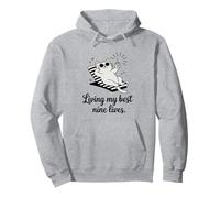 Living My Best Nine Lives Jeu de Mots Amusant pour Chat Sweat à Capuche