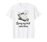 Living My Best Nine Lives Jeu de Mots Amusant pour Chat T-Shirt