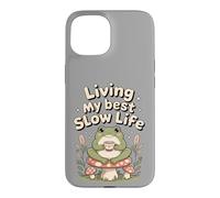 Living My Best Slow Life Grenouille Mignonne Coque pour iPhone 15