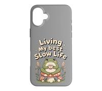 Living My Best Slow Life Grenouille Mignonne Coque pour iPhone 16 Plus
