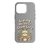 Living My Best Slow Life Grenouille Mignonne Coque pour iPhone 16 Pro