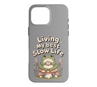Living My Best Slow Life Grenouille Mignonne Coque pour iPhone 16 Pro Max