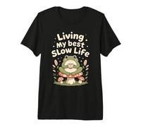 Living My Best Slow Life Grenouille Mignonne T-Shirt Haut de Gamme