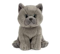 Living Nature Chaton British Shorthair Gris, Chat en Peluche Doux et Réaliste, Peluche Écologique Naturli, 17cm