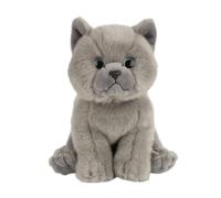 Living Nature Chaton British Shorthair Gris, Chat en Peluche Doux et Réaliste, Peluche Écologique Naturli, 17cm