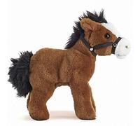 Living Nature Cheval avec Bride, Cheval en Peluche Doux et Réaliste, Peluche Écologique Naturli, 18cm