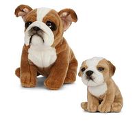 Living Nature Coffret Cadeau Peluche - Bouledogue Anglais en Peluche (20 Cm) Et Chiot (16 cm)