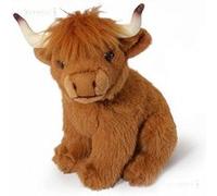 Living Nature Veau Highland, Animal de la Ferme en Peluche Doux et Réaliste, Peluche Naturli, 16cm, Marron