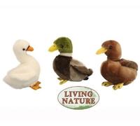 Living Nature Jouet en Peluche Petits Oiseaux Sauvages en Peluche, Canard, Cygne, à l’unité (16 cm)
