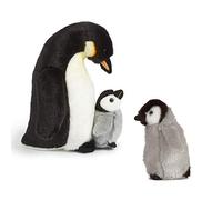 Living Nature Paquet Cadeau Peluche - Pingouin Empereur en Peluche (27cm) & Poussin (17cm)
