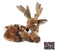 Living Nature Peluche Cerf avec bois 28 cm Blanc