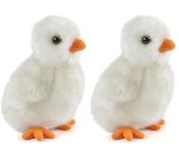 Living Nature Poussin Duveteux Blanc, Animal de la Ferme en Peluche Doux et Réaliste, Peluche Écologique Naturli, 12cm (Lot de 2)