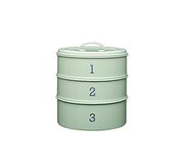 Living Nostalgia KitchenCraft - Boîte à Gâteaux en Métal, 3 Compartiments Étanches, Collection, 22 x 27 cm - Vert Pâle