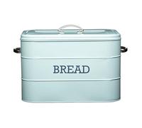 Living Nostalgia KitchenCraft Large Metal Bread Bin, 34 x 21.5 x 25 cm - Vintage Blue