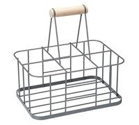Living Nostalgia KitchenCraft Wire Metal Milk Crate/Bottle Carrier, 29 x 20 x 13 cm - Grey