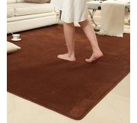 Living Room Rug with Soft Pile Non-Slip Underside Short Pile Solid - Coloured Foldable Floor Mat Suitable for Bedrooms/Dining Rooms/Children's Rooms(Khaki 3,200x250cm)