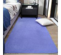 Living Room Rug with Soft Pile Non-Slip Underside Short Pile Solid - Coloured Foldable Floor Mat Suitable for Bedrooms/Dining Rooms/Children's Rooms(Blue,80x200cm)
