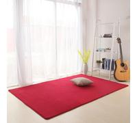Living Room Rug with Soft Pile Non-Slip Underside Short Pile Solid - Coloured Foldable Floor Mat Suitable for Bedrooms/Dining Rooms/Children's Rooms(Wine Red,50x160cm)