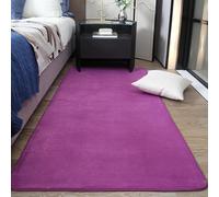 Living Room Rug with Soft Pile Non-Slip Underside Short Pile Solid - Coloured Foldable Floor Mat Suitable for Bedrooms/Dining Rooms/Children's Rooms(Purple,100x160cm)
