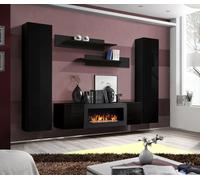 Living room wall Luxury Modern Black Set 5pcs. Bois JVmoebel