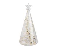 Living Sapin en verre avec étoiles argentées Petit format LED Diamètre : 10 cm Hauteur : 22 cm