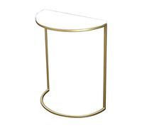 Living Table Console d'angle Demi-Lune, Table d'appoint latérale, Petite Table de Rangement pour Salon, Couloir, Cuisine, marbre et métal (doré), 50 x 25 x 60 cm