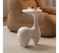 Living Table d'appoint sculpturale en forme de lapin, table d'appoint créative blanc ivoire, table basse en forme d'animal mignon pour salon, chambre à coucher, table de nuit, chambre à coucher (blanc