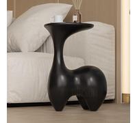 Living Table d'appoint sculpturale en forme de lapin, table d'appoint créative blanc ivoire, table basse en forme d'animal mignon pour salon, chambre à coucher, table de nuit, chambre à coucher (noir)