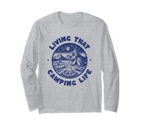 Living That Camping Life Vintage Illustration Plein Air Fun Manche Longue