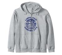 Living That Camping Life Vintage Illustration Plein Air Fun Sweat à Capuche
