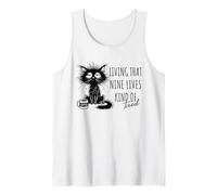 Living That Nine Lives est une sorte de chat fatigué qui aime le café Débardeur