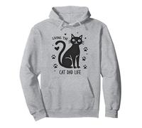 Living The Cat Dad Life: Feline Father's Paw-Some Sweat à Capuche, Unisexe pour Adultes, Gris Chiné, L