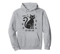 Living The Cat Dad Life: Feline Father's Paw-Some Sweat à Capuche, Unisexe pour Adultes, Gris Chiné, S