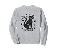 Living The Cat Dad Life: Feline Father's Paw-Some Sweatshirt, Unisexe pour Adultes, Gris Chiné, S